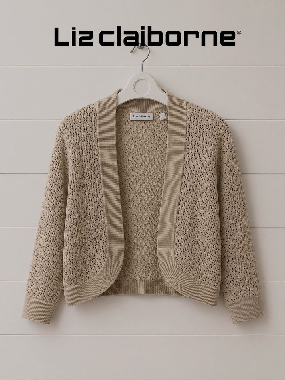 LIZ CLAIBORNE tan open front cardigan size M